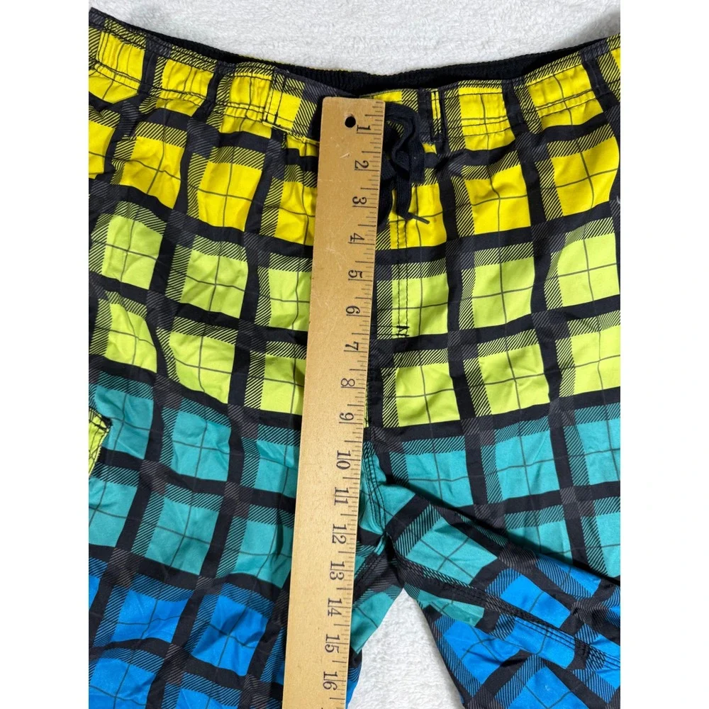 Burnside Board‎ Shorts Mens Medium Multi Color Plaid Gradient y2k Swim Trunks